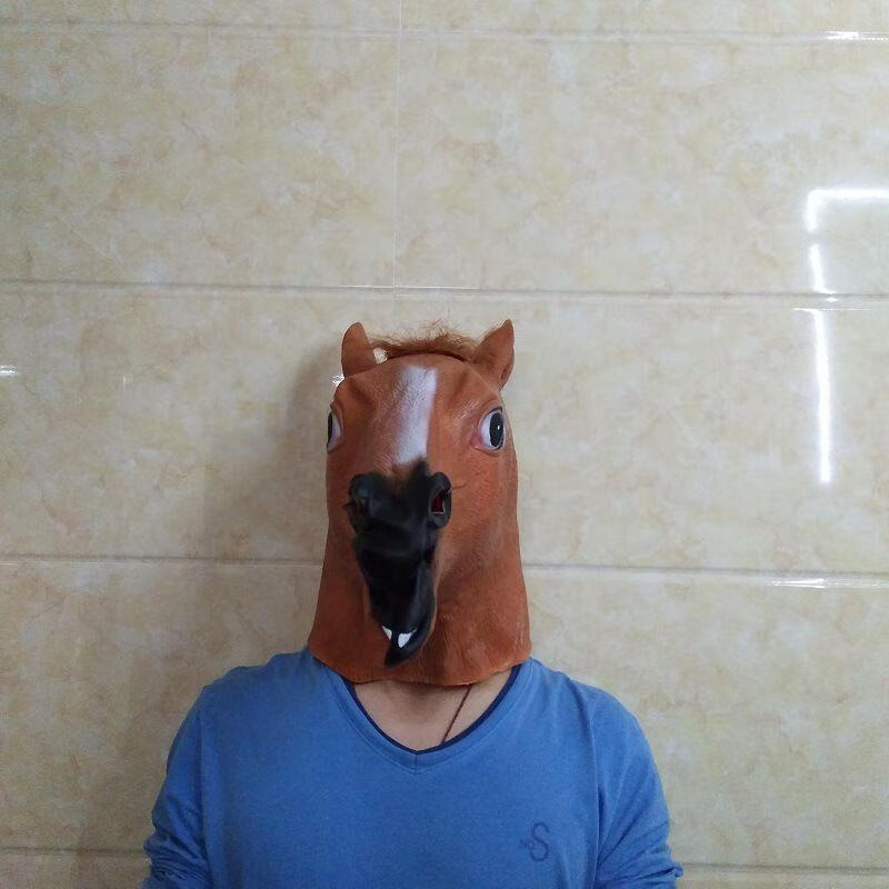 人脸面具乳胶万圣节派对马头面具动物头套cosplay环保乳胶搪胶舞台