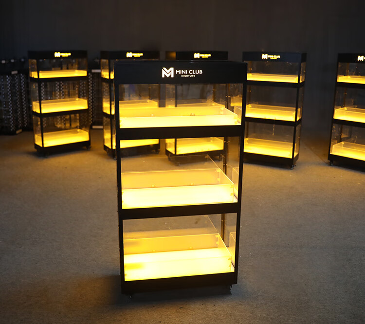 酒吧ktv发光酒柜黑桃a红酒啤酒led移动香槟柜洋酒底座展示柜酒架12只