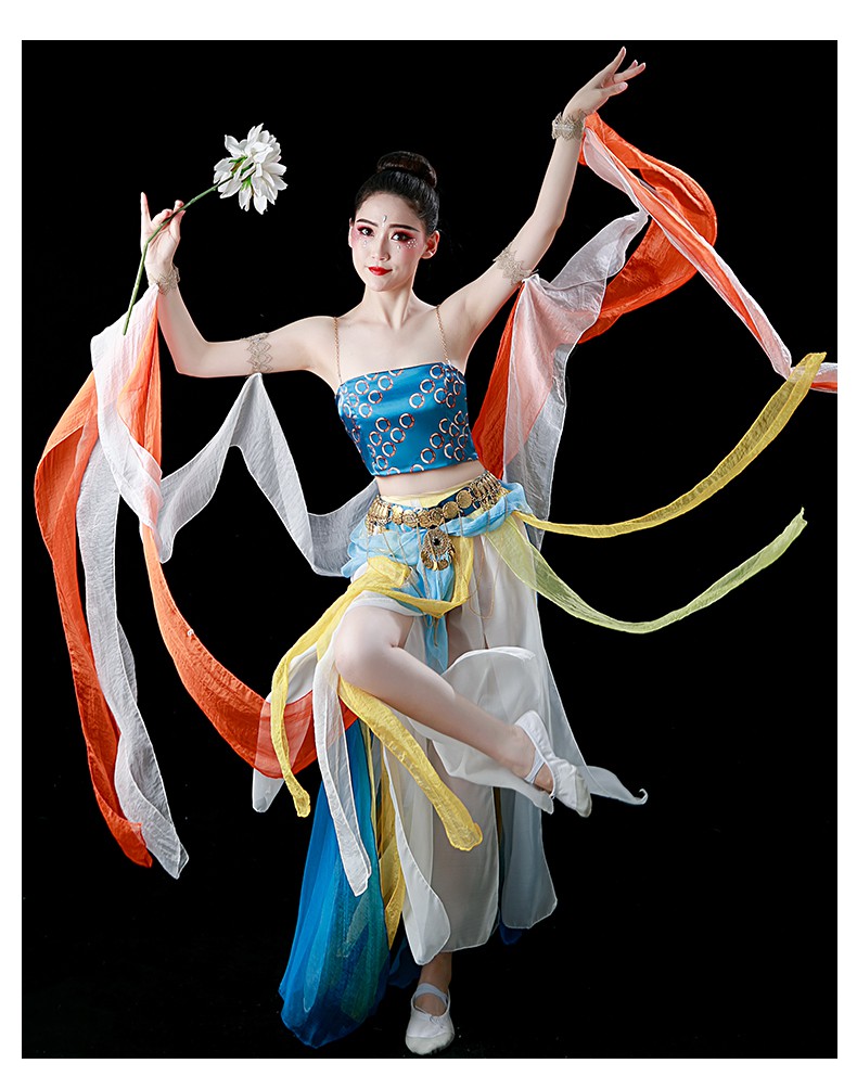 敦煌飞天服装古典舞演出服女仙气舞蹈服表演飘逸古风异域舞台靓宫套装