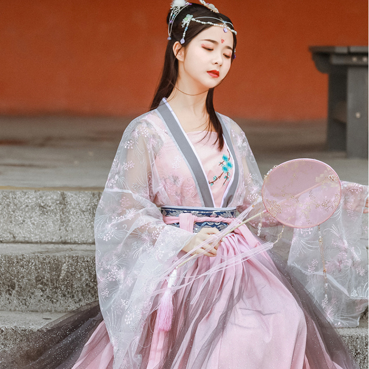 汉服女中国风古装仙古风汉元素学生仙女齐腰齐胸襦裙 吊带 xs【图片