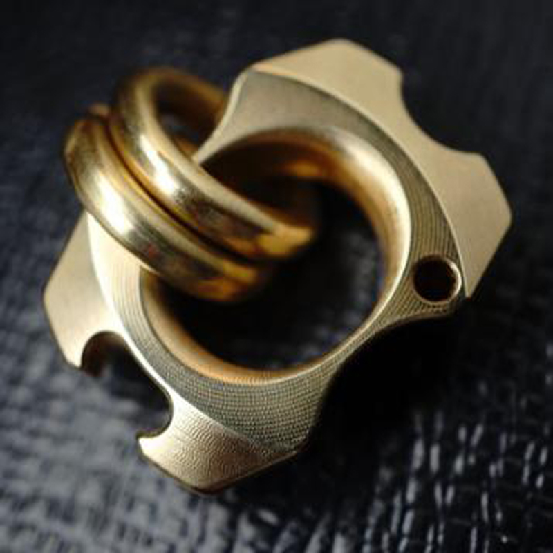 kasfly凯撒钛合金青铜指扣防身戒指自卫edc开瓶器起子钥匙挂扣圣诞节