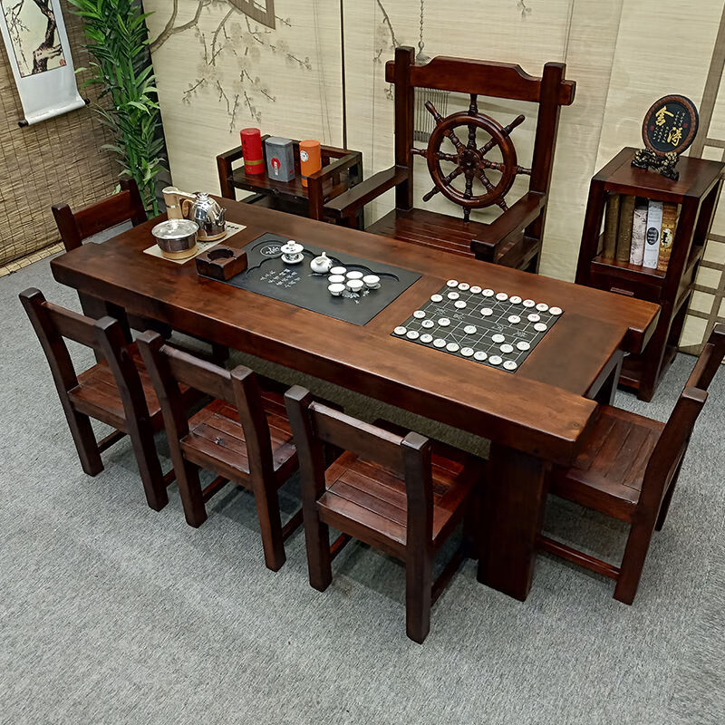 桌茶台实木家具客厅茶艺桌简约中式家具家用单茶桌送电磁炉12米茶桌