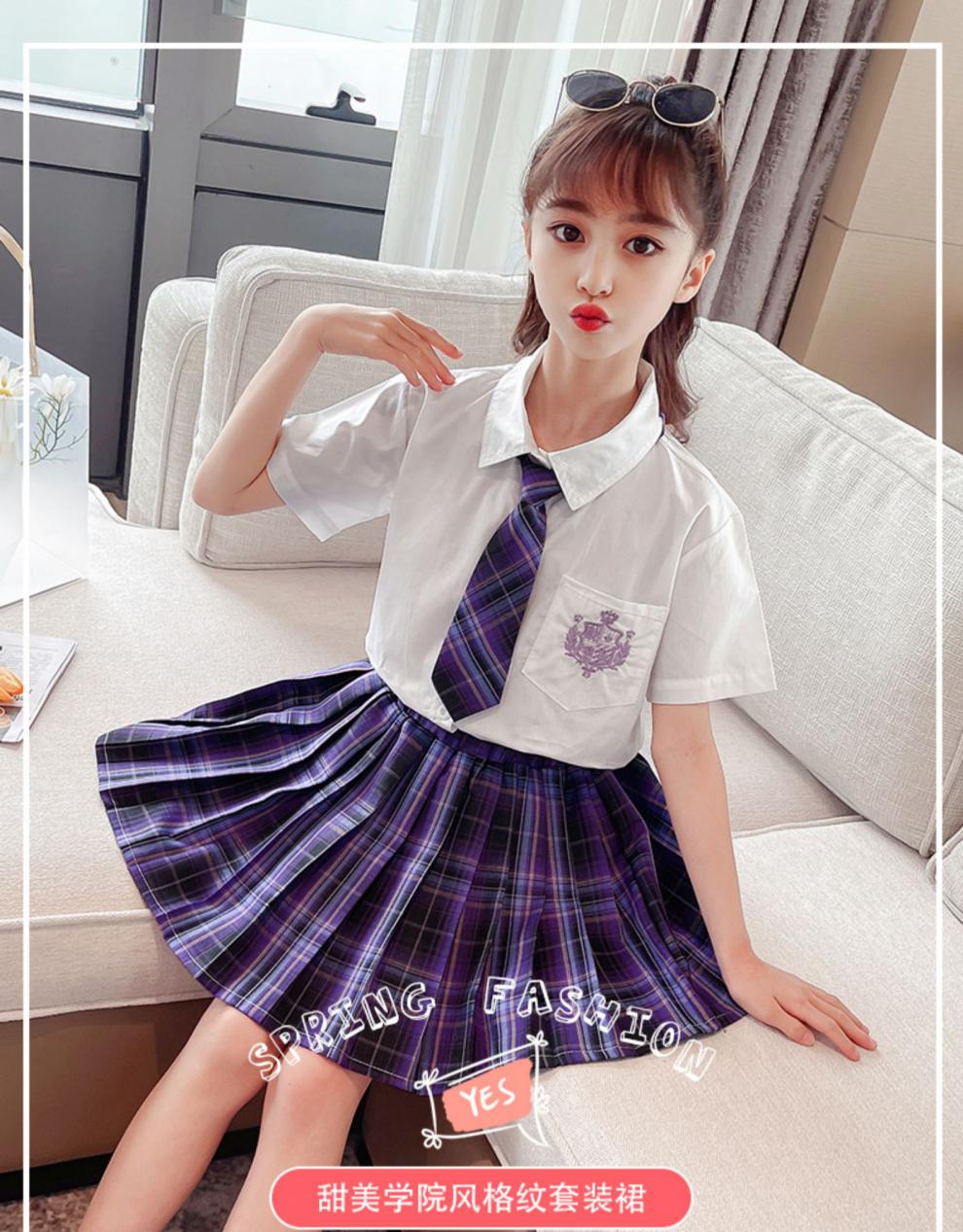 岁小女生穿的jk制服女童夏季连衣裙夏装网红12儿童jk裙子9岁gk小学生