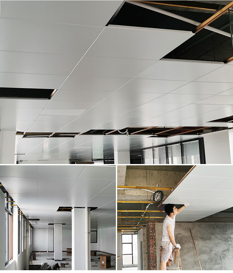 铝塑板吊顶龙督工铝扣板6x6吊顶自装办公室天花板扣板带孔穿 6*6*0