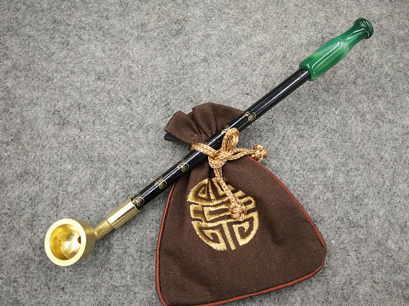 叶子烟旱烟斗老式手工烟斗复古烟袋锅子旱烟袋黄铜烟锅实木烟杆玛瑙嘴