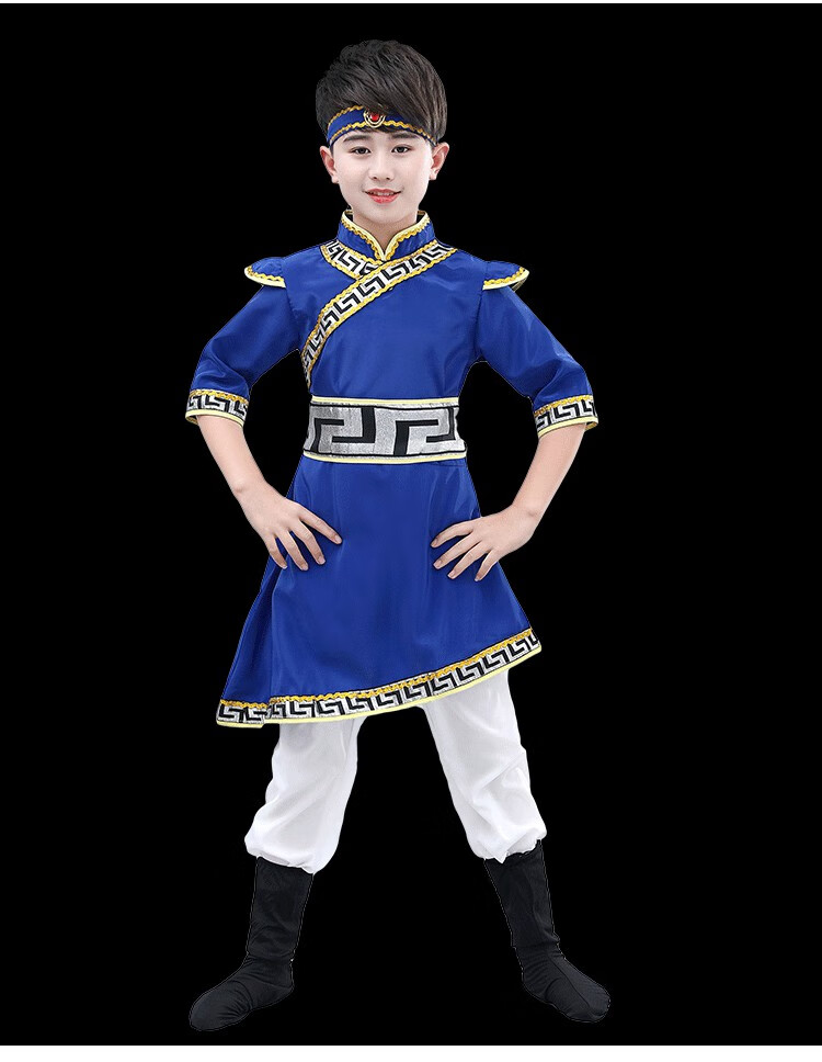 少数民族服装童蒙古族舞蹈服六一儿童演出服筷子舞蒙古袍短袖国庆