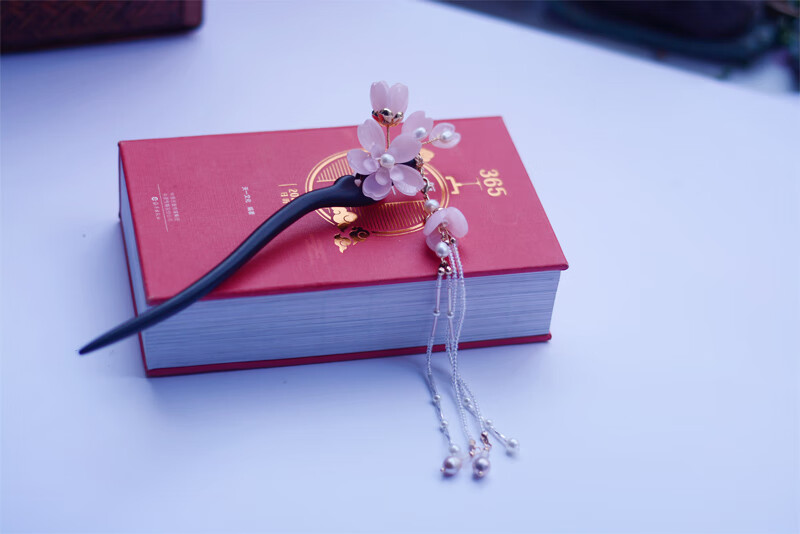 日常盘发发簪女汉服配饰发饰 【赏荷】粉色简约款【图片 价格 品牌