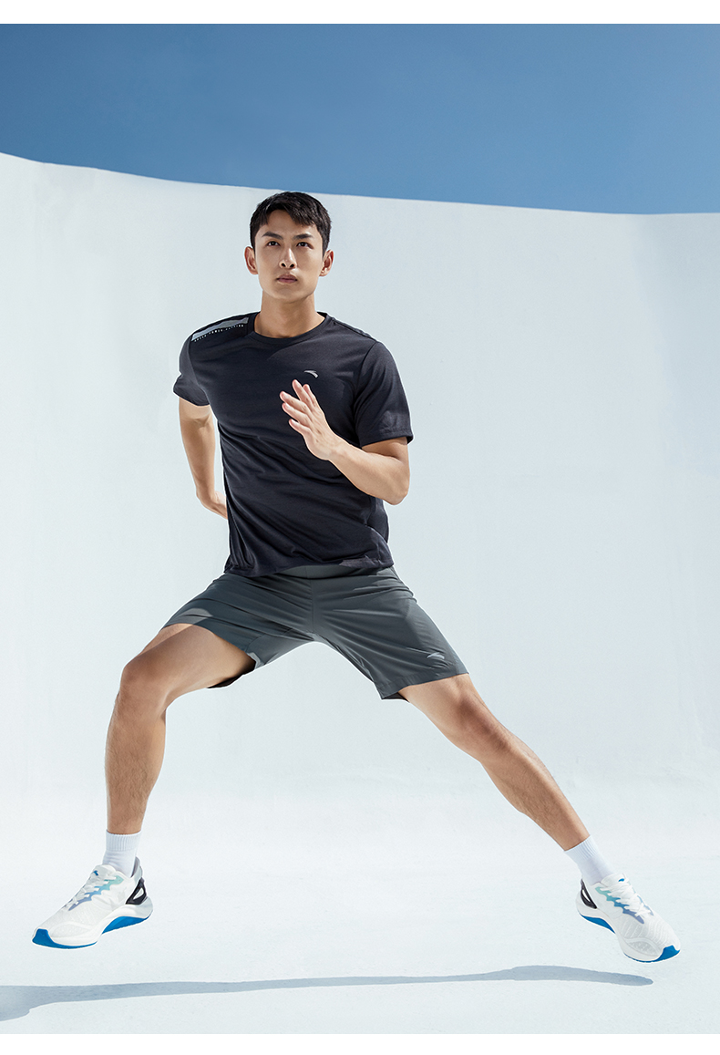 安踏运动套装男士跑步套2022夏季新款速干健身训练跑步薄款透气短袖