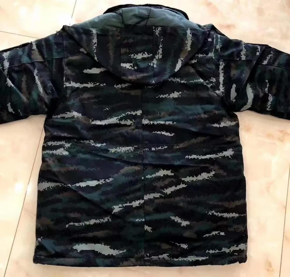 中长款迷彩大衣男冬季防寒保暖加厚防水棉袄军迷彩大衣 虎斑大衣 170