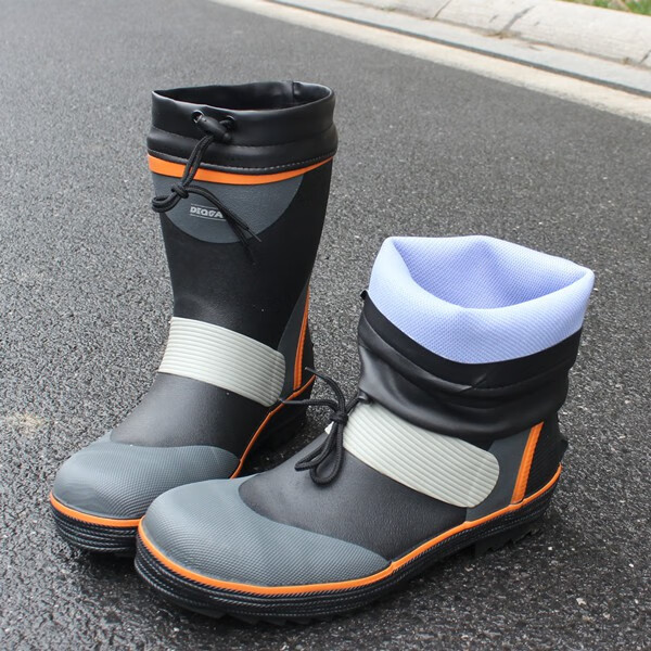 爱韬雨靴男加绒短雨鞋士中筒防滑防水橡胶钢头防砸劳保秋冬保暖钓鱼