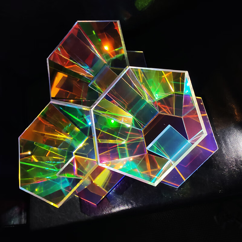 炫彩亚克力板镭射幻彩多色多角异形盒子定做广告展厅装饰加工制品