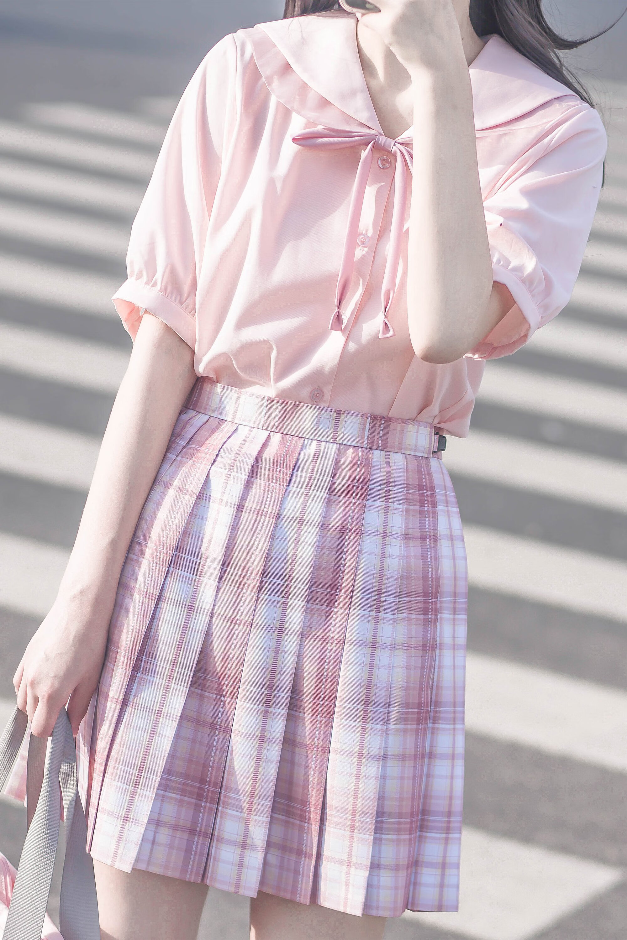 御茶家白桃原创jk制服格裙短长早春百褶半身裙现货45裙长现货xs