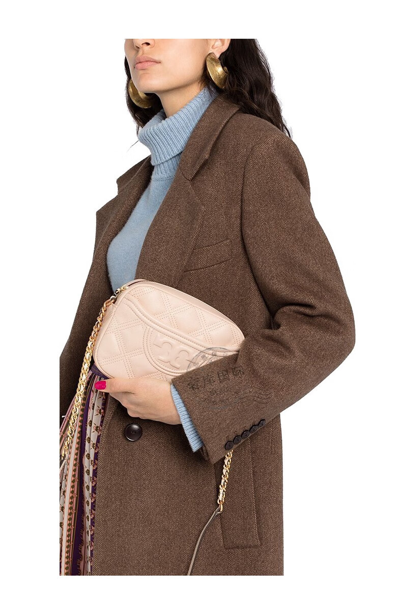 托里伯奇toryburch女包皮革logo压纹链条单肩斜挎相机包黑色62091001