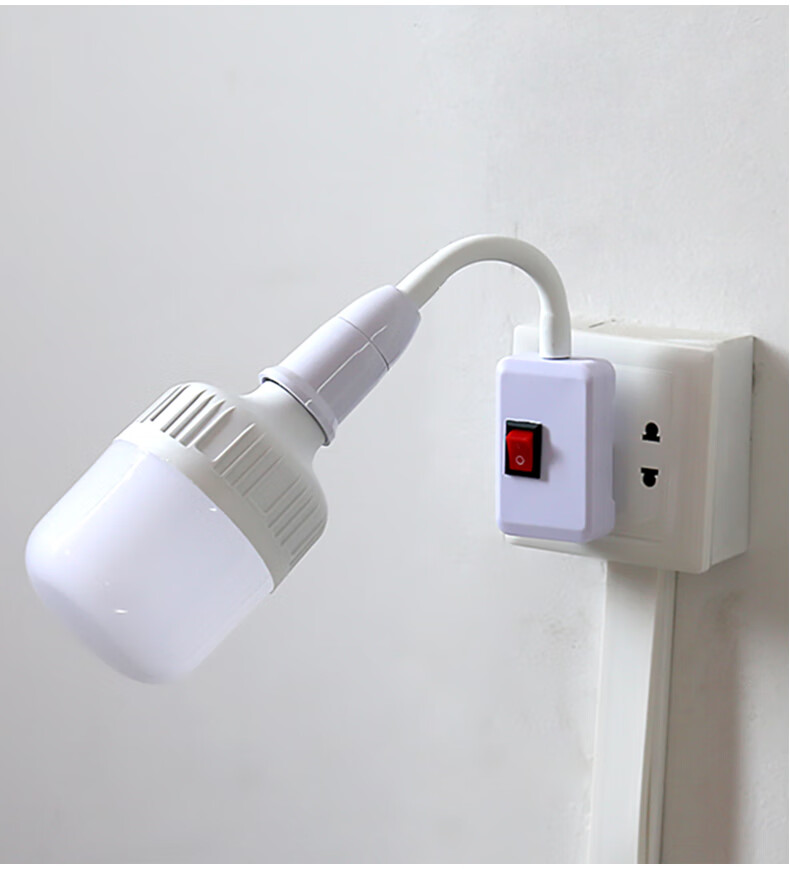 殴普电opudg家用led直插式插座灯泡带开关插电灯超亮卧室客厅节能墙壁