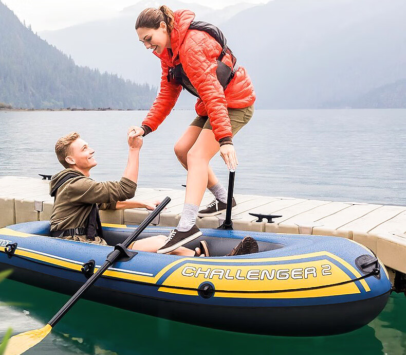 皮划艇充气船橡皮艇加厚漂流橡皮艇双人加厚皮划艇海鹰充气船气垫钓鱼