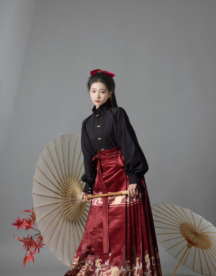 马面裙半身裙日常少女秋冬天改良汉元素百折裙中长款百褶裙大摆裙