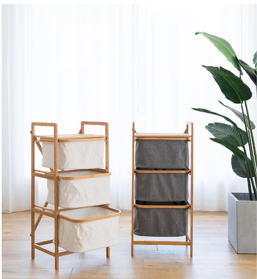 煕沐瞳  设计兔落地置物架多层抽屉式收纳架浴室卫生间衣服零食玩具整理架 加宽米白色三抽屉收纳架 1层