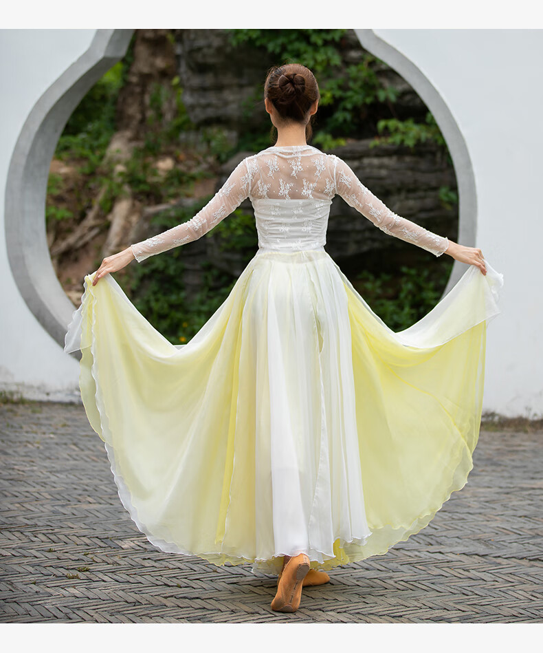 奈野蓝乔古典舞服飘逸大裙摆半身裙舞蹈服女中国现代民族舞练功裙仙女