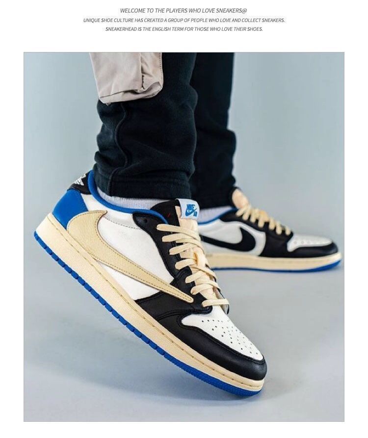 aj1闪电倒钩low纯原版本藤原浩鬼脸三方联名低帮鞋男女板鞋运动鞋aj1