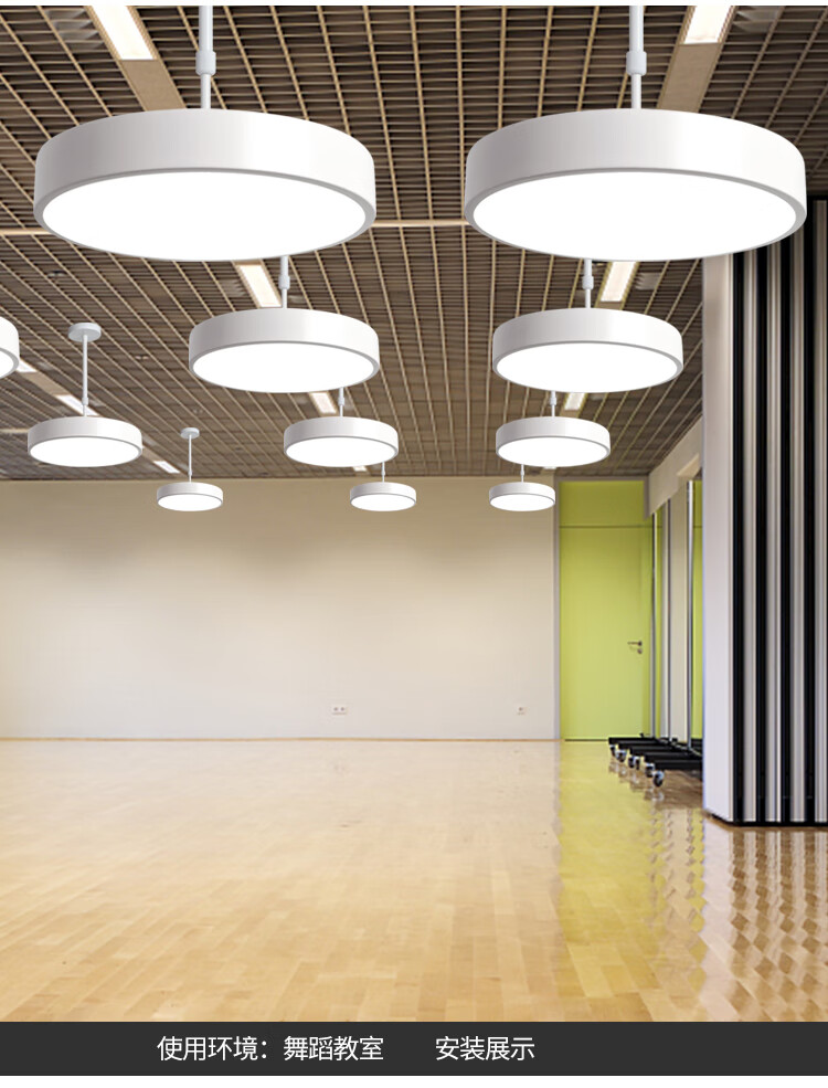 曼舒堡led圆形吊灯餐厅办公室美发店舞蹈教室现代简约方形灯圆形30cm