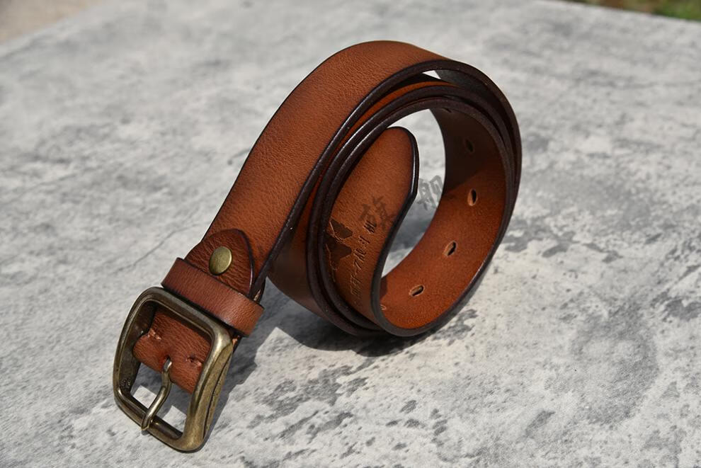 飞行员腰带 部别牛皮带歼黄牛皮头层复古飞行伞铜实心针扣男士飞行员