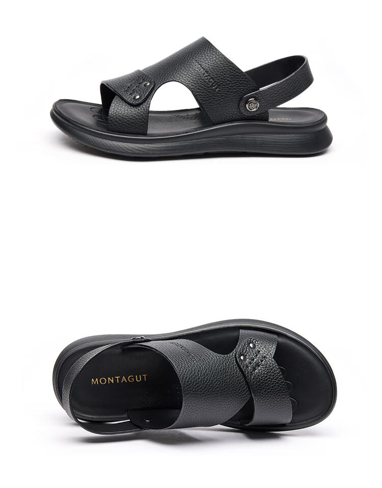 梦特娇凉鞋男士拖鞋2022年夏季新款休闲透气沙滩鞋真皮舒适防滑凉拖两