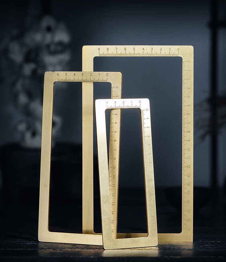 温妤wxpyu 方框仿圈纯铜镇尺写字格子框黄铜镇纸压纸书法打格神器