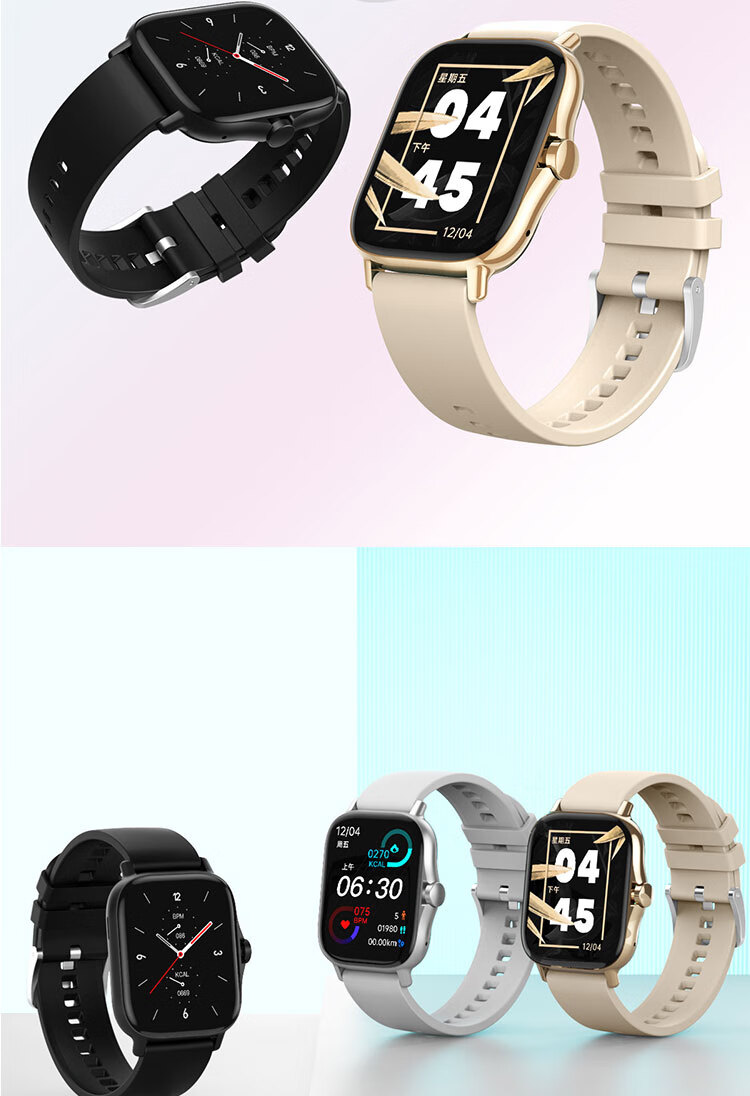 华为小米通用智能手表华强北watch女hw22测血糖s6多功能男血压心率黑