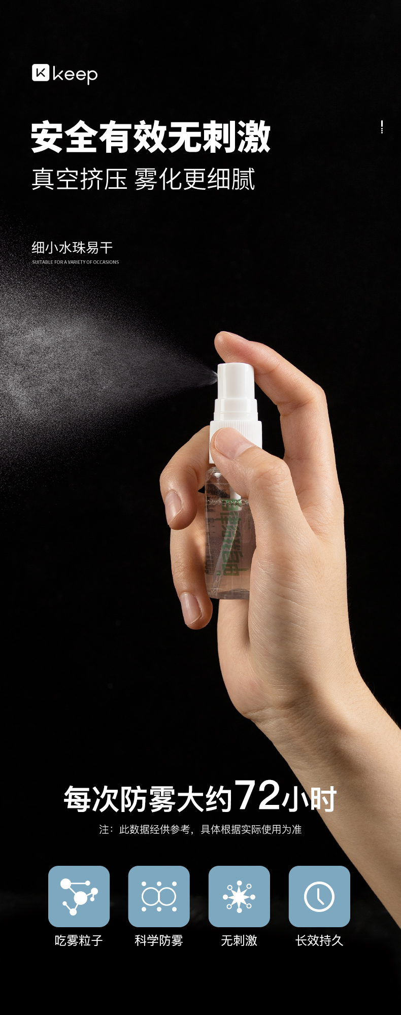 keep泳镜防雾剂游泳镜眼镜近视镜片防起雾防水高清喷雾除雾剂15ml防雾