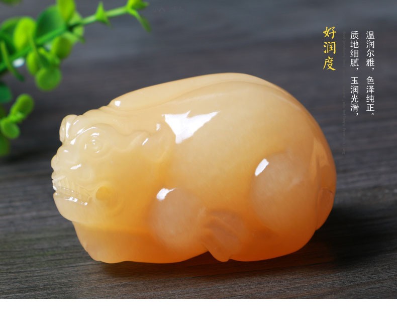 天然黄玉貔貅手把件男款米黄玉貔貅瑞兽玉石原石手把玩件挂件炫石为玉
