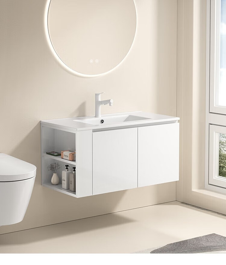 科勒(kohler)侧面开放浴室柜304不锈钢卫生间洗手洗脸盆组合陶瓷一体