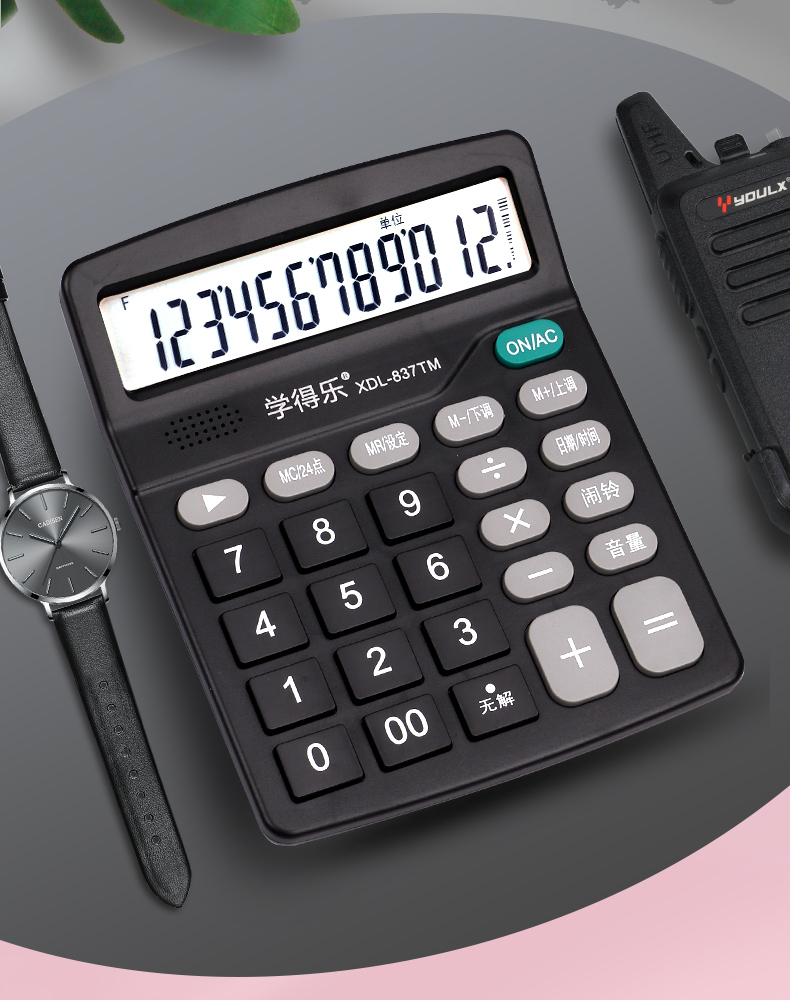 吉克阿芮国货之光高端带语音计算器12位大屏幕真人发音会计专用少女心