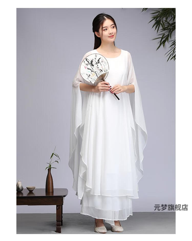 【禅意女装佛系】风文艺复古禅舞服装春秋雪纺茶服宽松连衣裙女长裙禅
