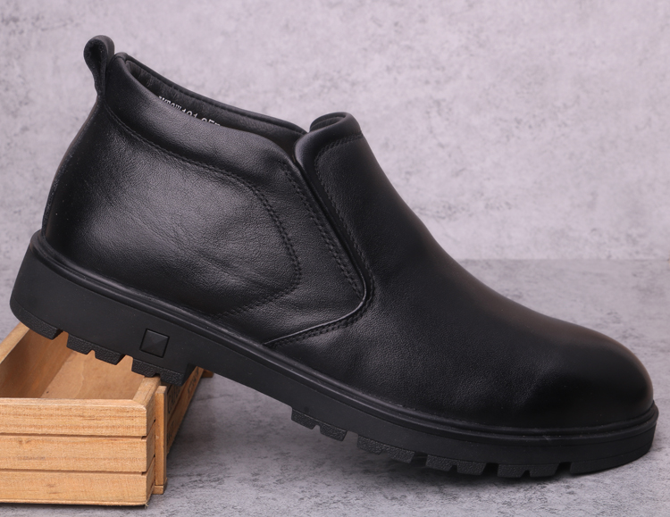 高档牛皮2021男鞋秋冬季皮鞋男羊毛保暖休闲皮鞋男士棉皮鞋高帮男鞋子