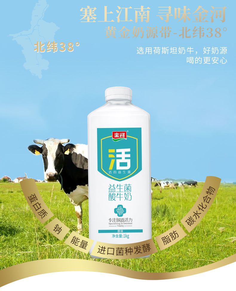 宁夏金河活菌酸奶大桶装原味益生菌发酵早餐牛奶 【1瓶】朗姆活菌酸奶