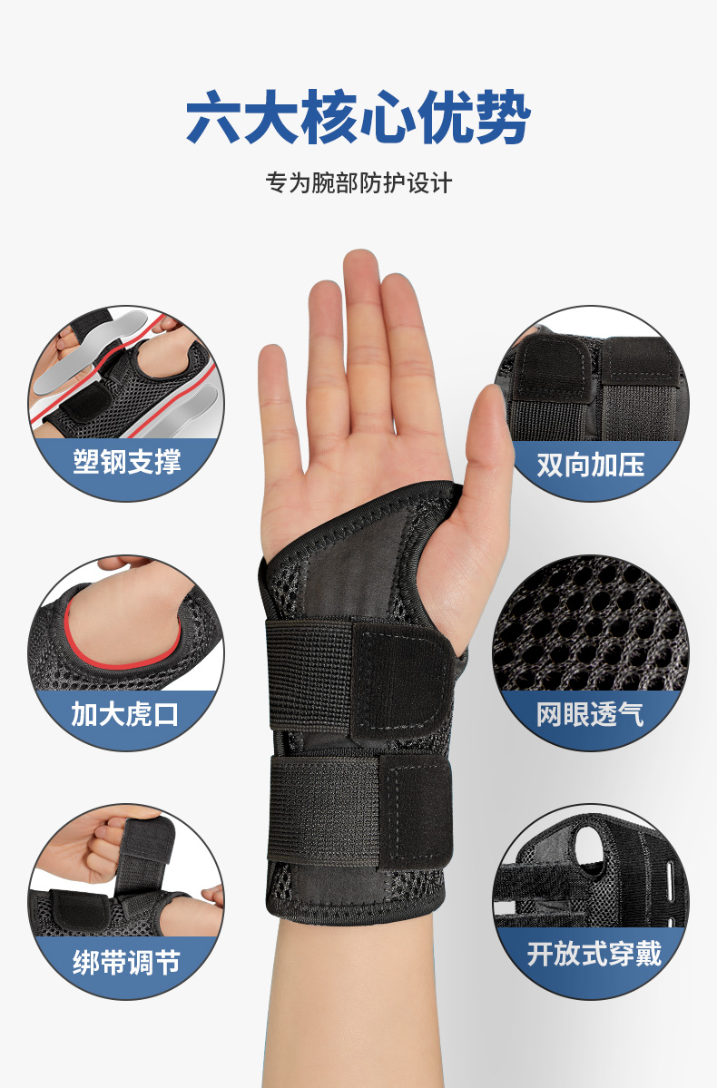 wonny腕关节固定支具护腕扭伤手腕疼劳损腱鞘男女康复保护套升级双塑