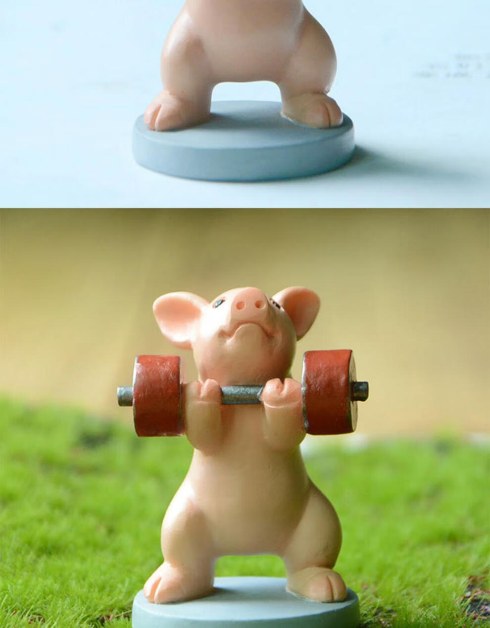 创意运动小猪摆件动物篮球健身可爱公仔装饰品送男女生日礼物 举哑铃