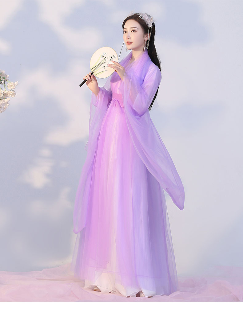 弹古筝的古装衣服白色改良汉服女仙女演出服飘逸超仙气广袖流仙裙全套