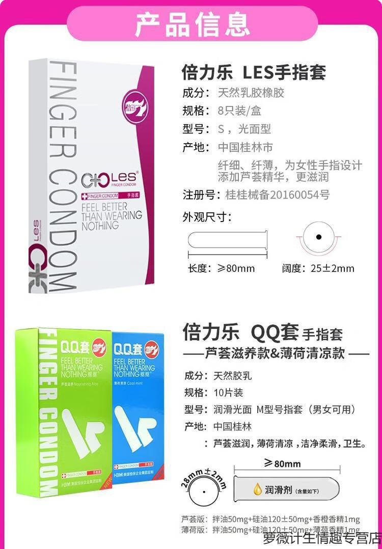 倍力樂les手指套避孕套加長加粗入珠套人體潤滑油高潮情趣摳摳套衛生