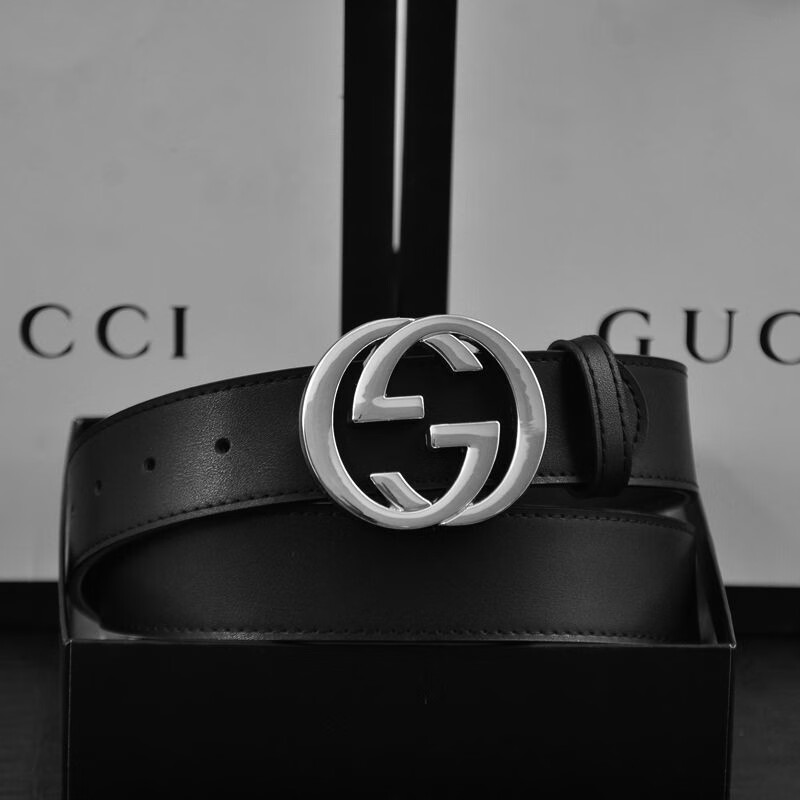 酷奇同腰带gg皮带双g男士皮带男士平滑扣休闲时尚社会年轻人牛皮酷奇