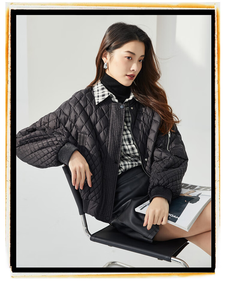 紫淑轻薄短款羽绒服女2021年秋冬季新款黑色宽松白鸭绒外套小个子黑色