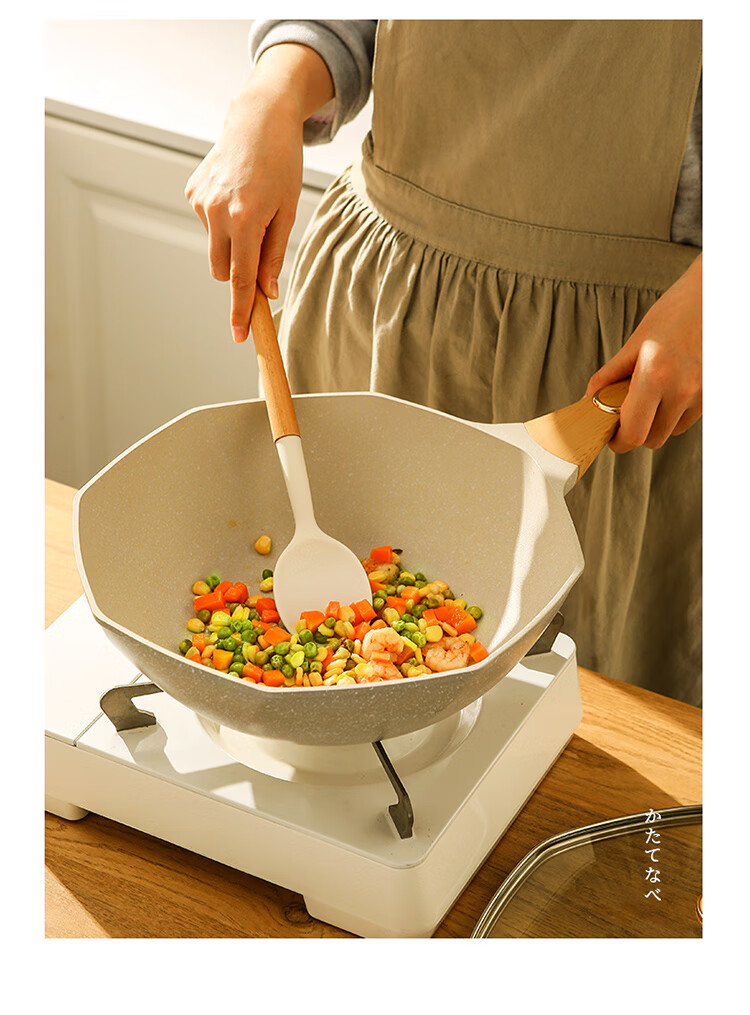 华生不粘锅八角 麦饭石不粘锅炒锅家用网红八角锅平底炒菜锅燃气灶