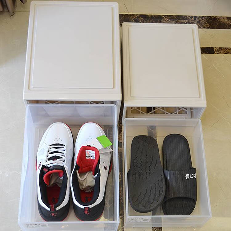 新款组合折叠鞋盒洋洋鱼鞋盒抽屉式防尘透明塑料加厚自由组合男女球