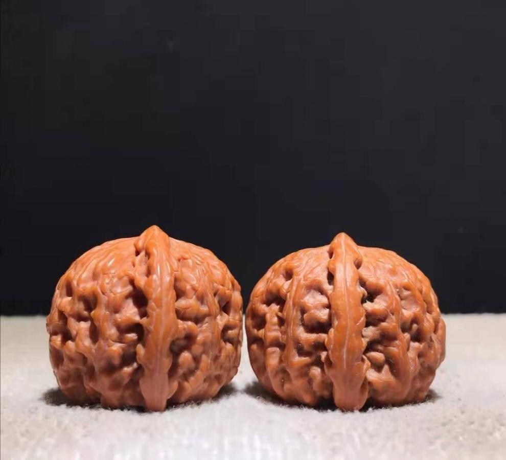 冰珂文玩白狮子头文玩核桃把件六面配对 包浆上色到手直接盘玩【图片