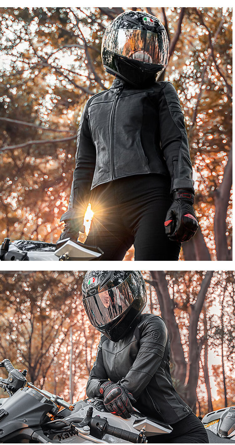 车骑行服女士机车皮衣赛车服装女防摔骑士四季通用 skj-823黑色 s品牌