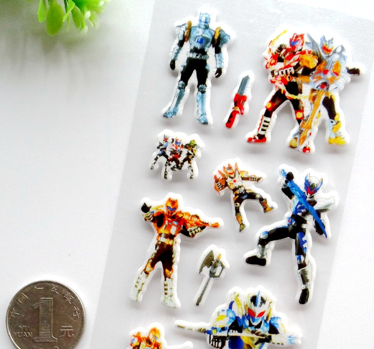 贴纸铠甲勇士立体奖励贴纸小朋友儿童泡泡贴画男孩小粘贴铠甲勇士6张6