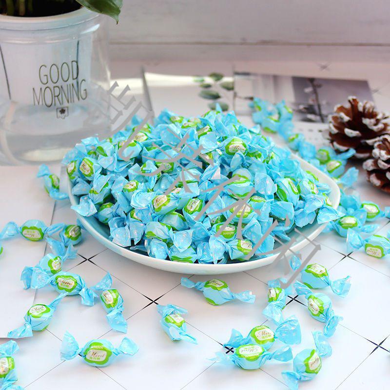 2500克千纸鹤水果糖4s店酒店招待顾客用糖休闲糖薄荷2500克莹白磨砂千