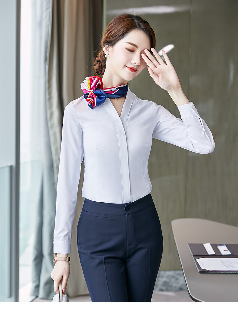 罗蒙轻奢高端女装秋季职业白衬衫女修身韩版正装商务气质工作装上班族