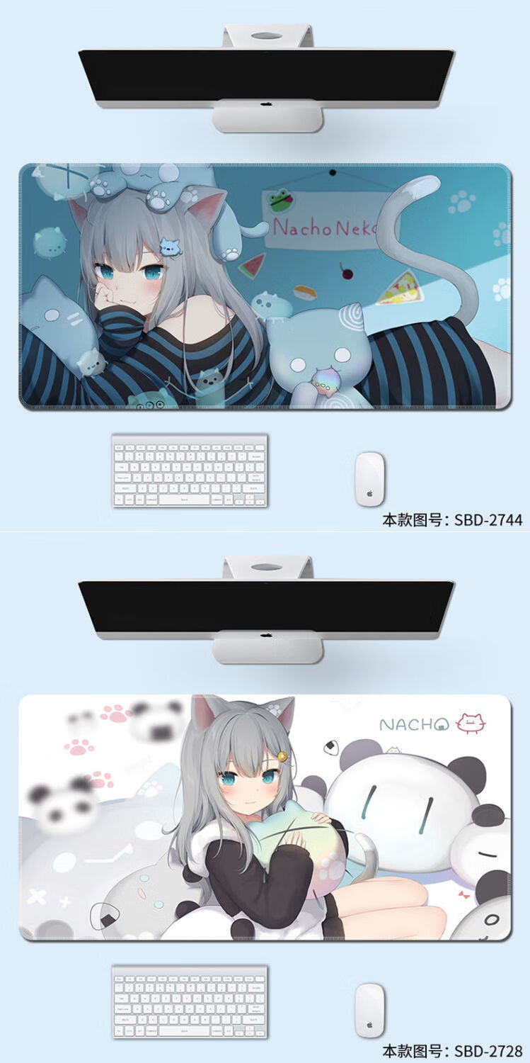 猫羽雫鼠标垫二次元超大号游戏键盘垫加厚猫娘女电脑桌垫动漫定制结盟