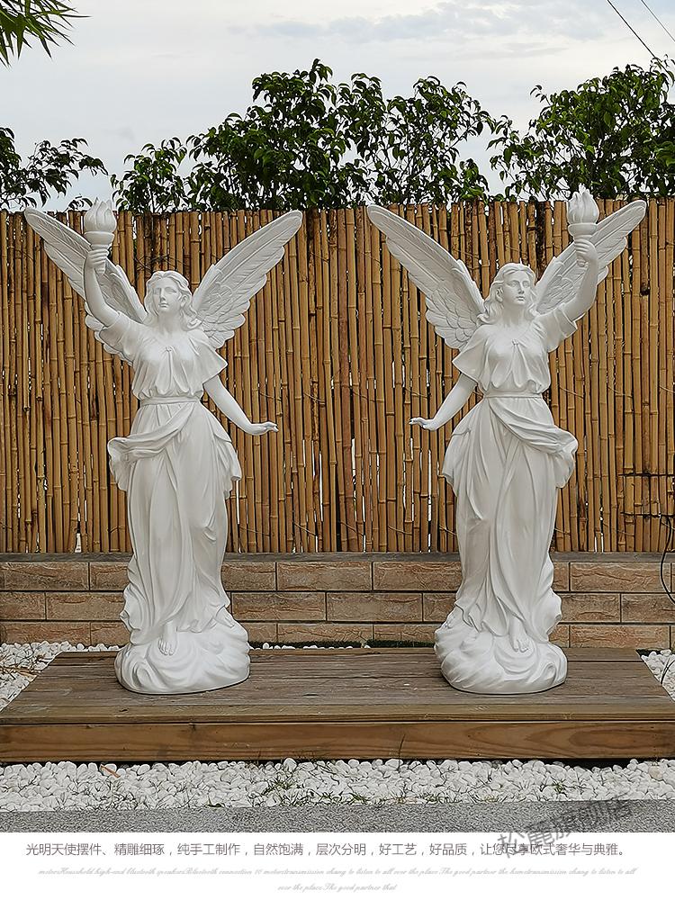 2022新款创意客厅大型高端落地摆件爱神翅膀情侣雕像四季光明天使雕塑
